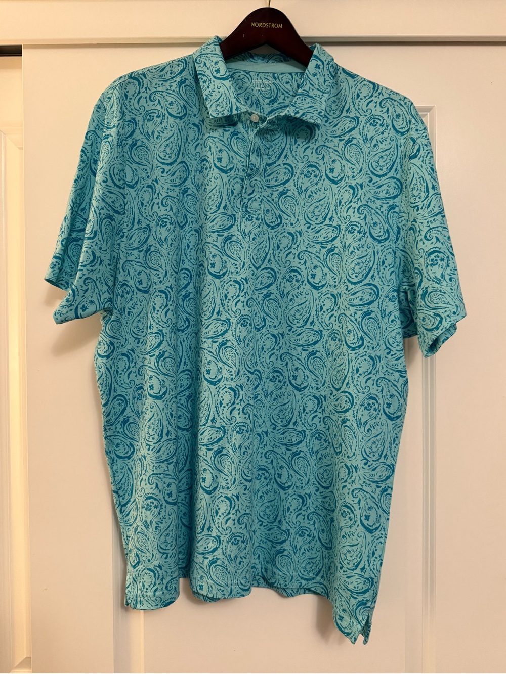Club Room Aqua Paisley Short-Sleeve Polo
